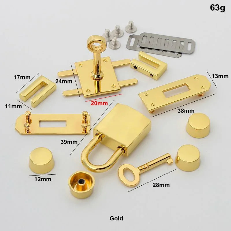Fashion Metal Bag Locks Clasp Bag Lcok Set For Handbags Purse Tote Closures Snap Clasps DIY Craft Hardware Case Bag Accessories