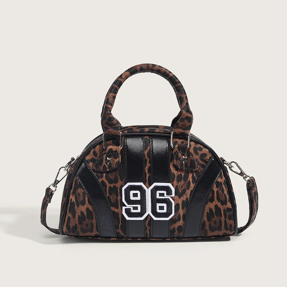 Sports style women's shoulder messenger bag contrast color campus style design sports bag bowling bag handbag
