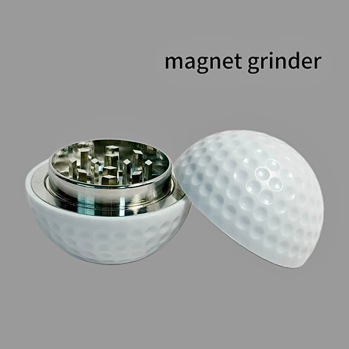 2 Inch 5cm Golf Ball 3 Layer Zinc Alloy Herb Grinder Pollen Catcher Cleaning Brush Magnetic Closure Manual Smoking Tool Gift