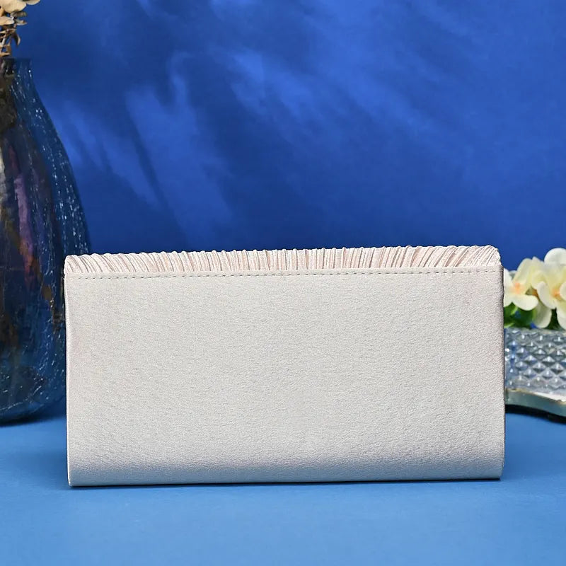 New Ruffled flip handle bag Stylish Satin Envelope Storage Bag Bridal Party Evening Dress Bag Metal chain shoulder bag