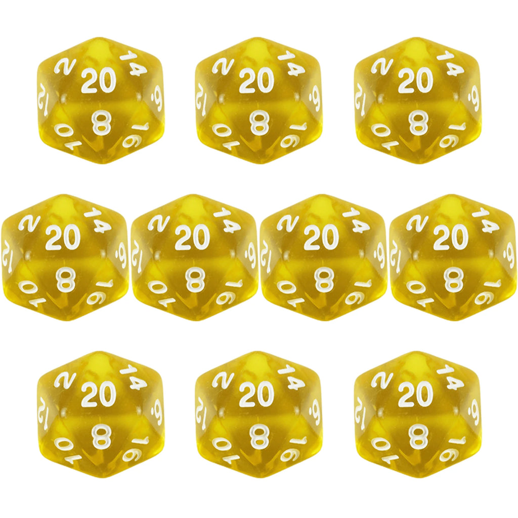 D20 Dice Set 10pcs/set Polyhedral 20 Sided Transparent Dice for Role Playing DND COC Entertainment Board Game