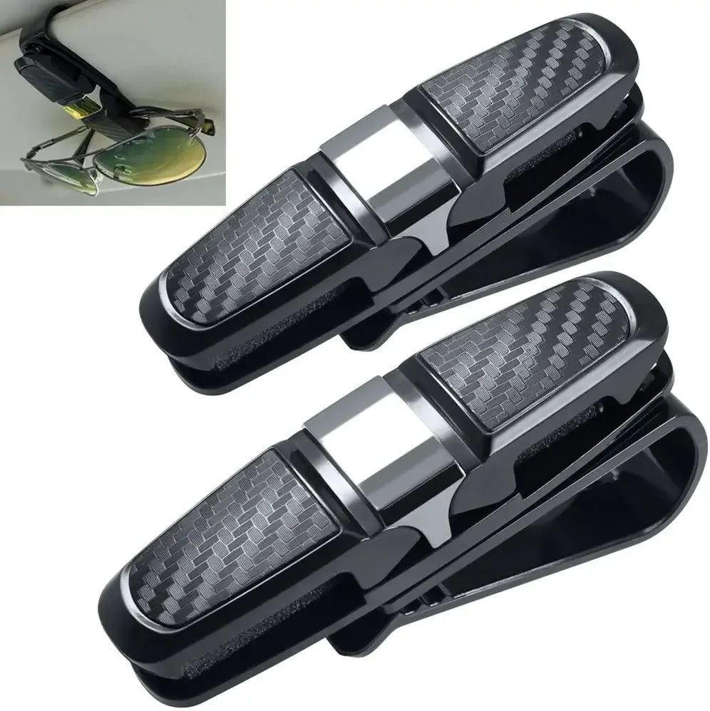 2Pcs Car Sun Visor Sunglasses Clip Car Glasses Holder Portable Ticket Card Clamp ABS Eyeglasses Case Car Interior Accessories