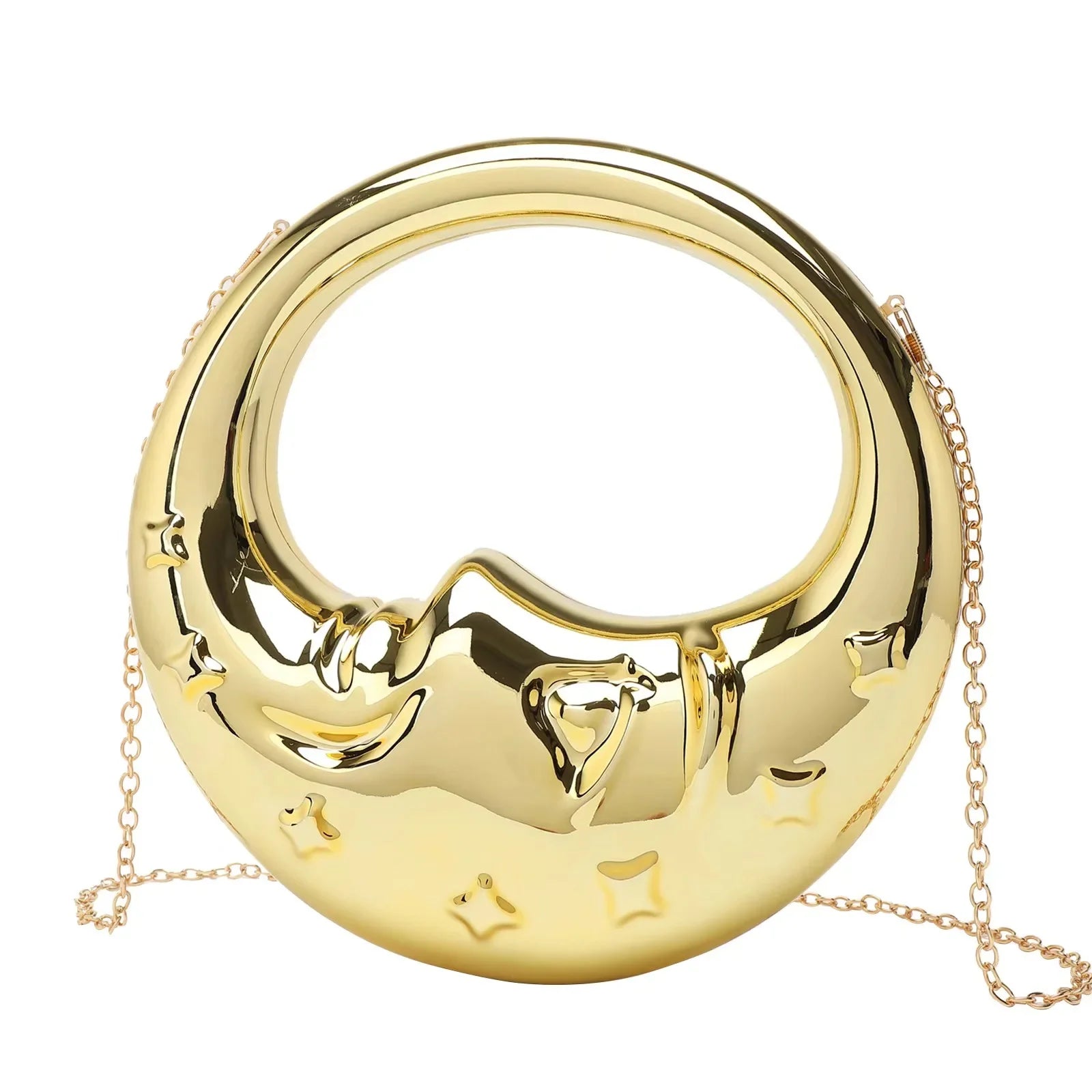2026 New Latest Women's Mini Bag Gold Silver Moon Shaped Beauty Faced Clutch Purse Handbag תיקים לנשים מיוחדים