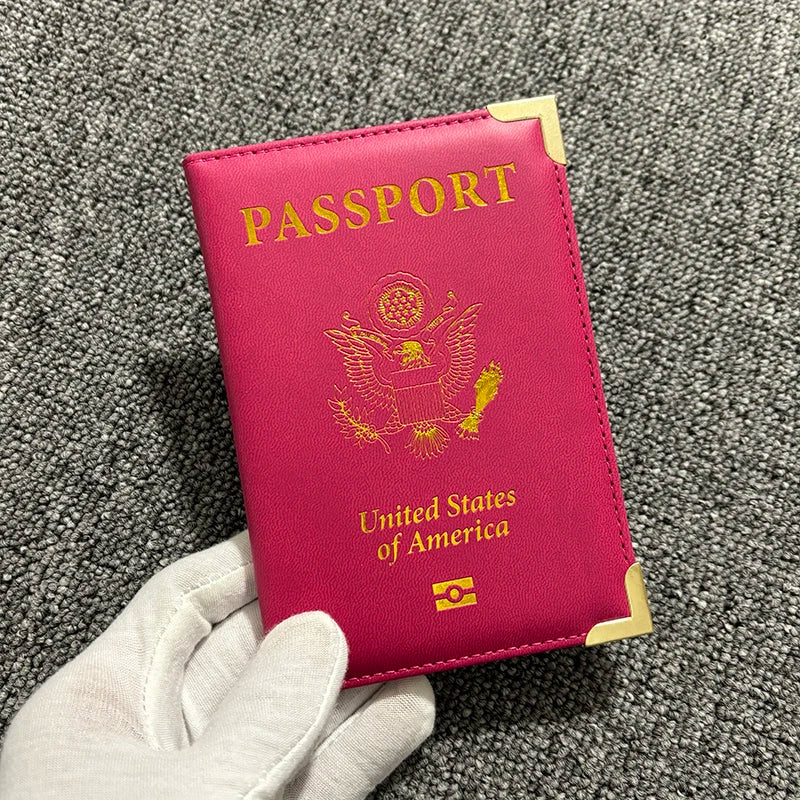 USA Passport Cover Travel Wallet Women Pink Passport Holder Designer Travel Passport Case Pouch Pasaporte