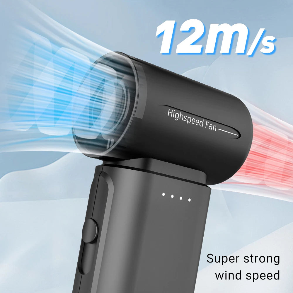 Portable Turbo Handheld Mini Fan Stepless Speed Regulation Rechargeable 5000mAh Large Capacity Battery Pocket Travel Outdoor Personal Cooling Fan For Camping Sports Trip Daily Commute Outdoor Activities