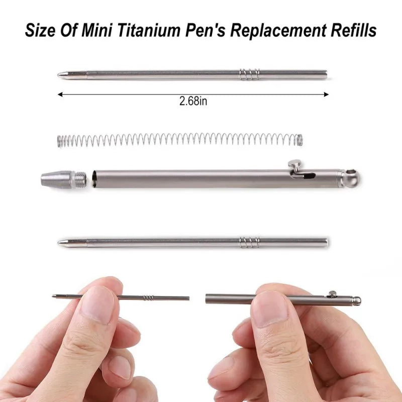Pure Titanium Mini Bolt Pen EDC Portable Keychain Pen Travel Metal Ballpoint Pen