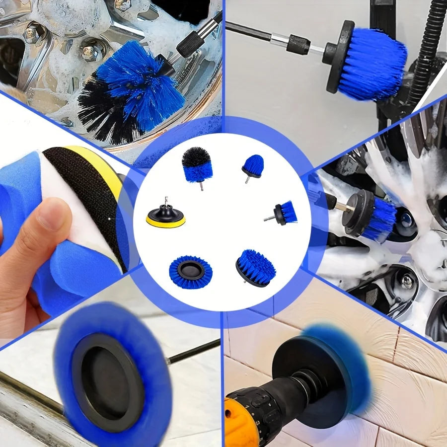 28pcs Car Wash Detail Kit, Multi-Purpose Drill Brush Set, Dust Removal Brush, Waxing Sponge Pad, Professional Car Care Kit