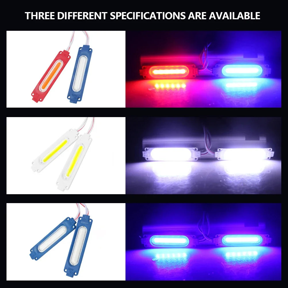 2pcs 12V LED Red Blue Strobe Lights Vehicle Warning Flash Lamp For Car Moto Bike Grille Decor Atmosphere Lighting
