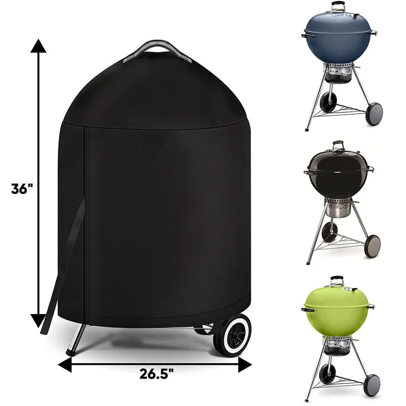 26.5x36 inch Cylindrical BBQ Cover With Top Handle,210D Outdoor Oven Grill Cover Waterproof Protection Hood Round Grill Cover