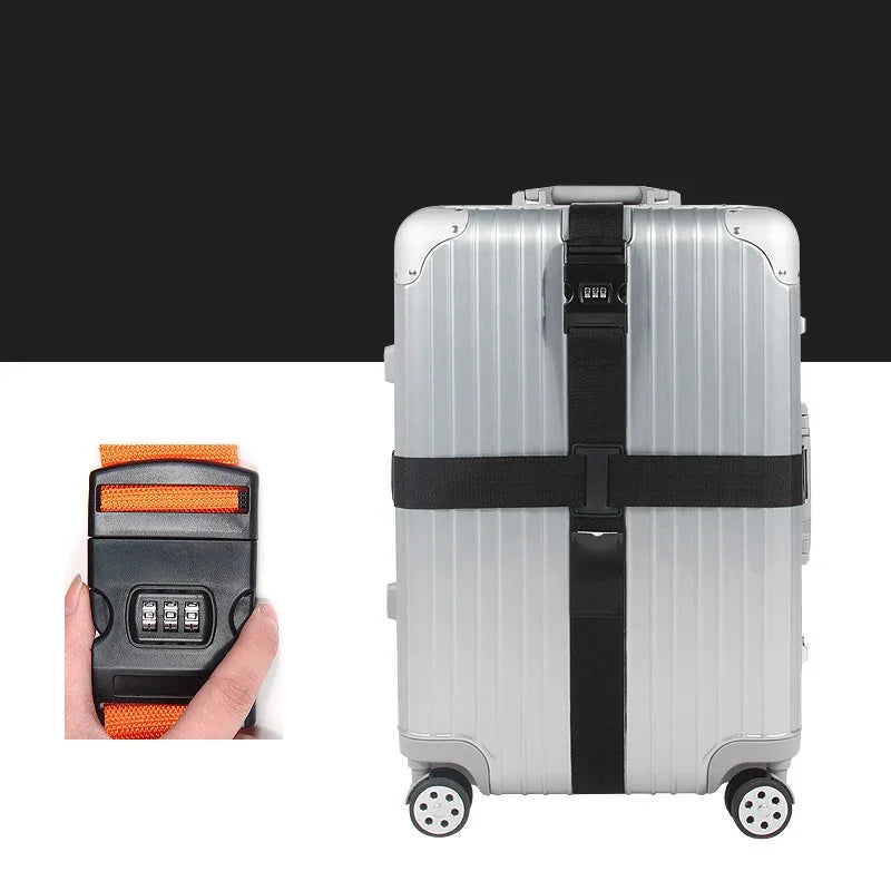 Cipher Lock Suitcase Strap Adjustable Luggage Strap Cross Packing Belt Travel Essential Accessories Suitcase Supplies Fixed Belt