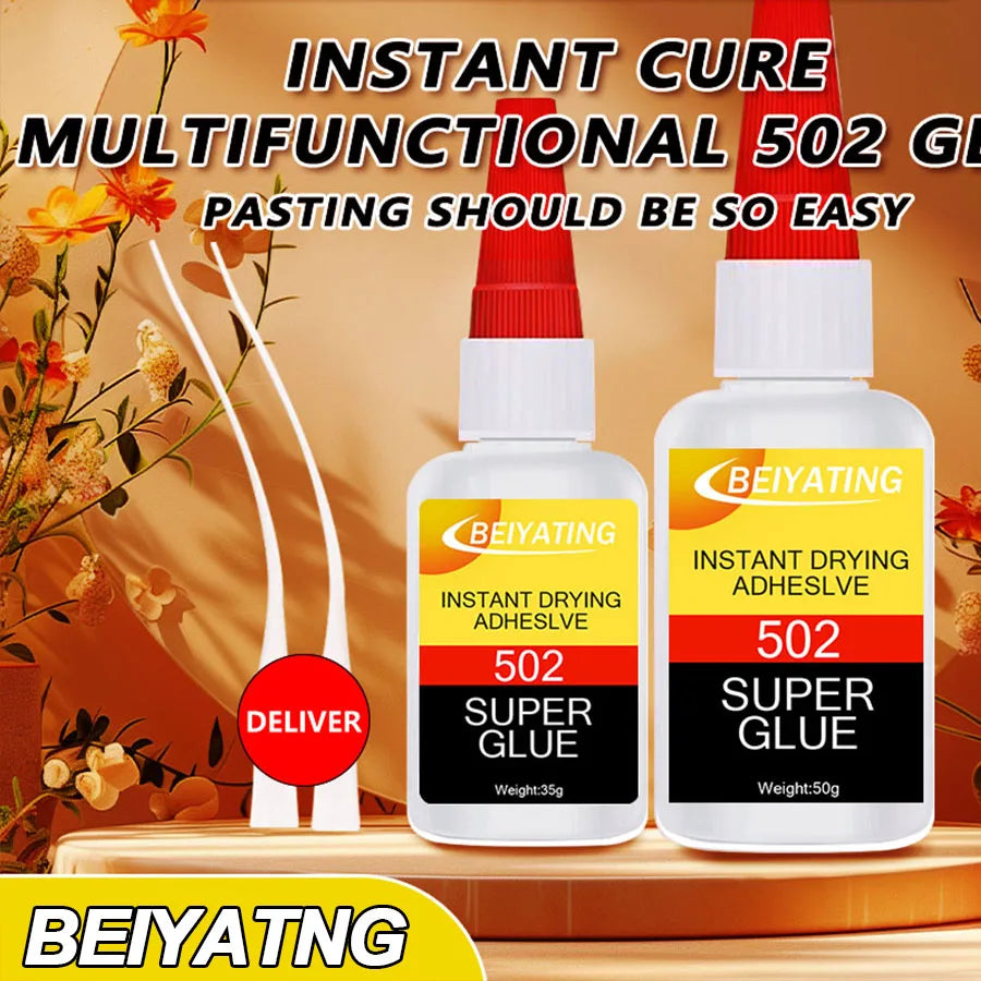 BEIYATING 30g 50g 502 Super Glue Instant Dry Strong Clear Waterproof Adhesive Quick Bond for Metal Plastic Wood Ceramic Leather