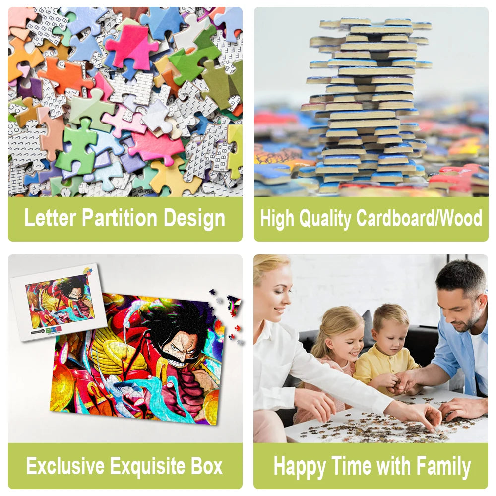 One Piece Jigsaw Puzzle 1000 Pieces Wooden Puzzles Brain Teaser Educational Toys for Adults Kids Fun Board Games Home Decoration
