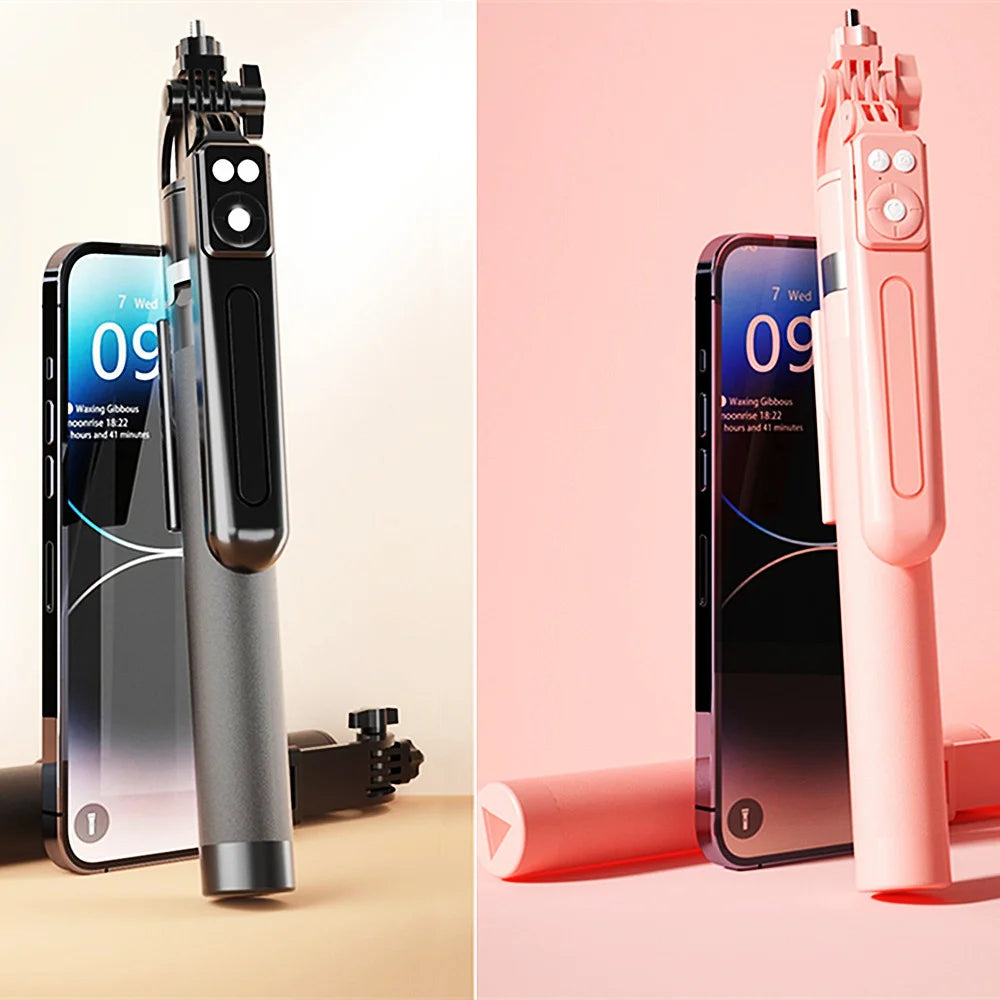 Roreta 360° Rotation 1.7M Selfie Stick Wireless Stand with Light Bluetooth Remote Extendable Tripod for iPhone Live Streaming
