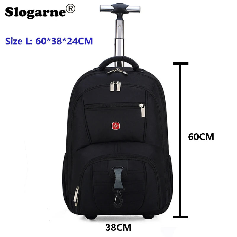 Multifunctional Trolley Backpack Men Business Trip Bags Large Capacity Waterproof Suitcase Laptop Travel Bag 2 Wheels Schoolbag
