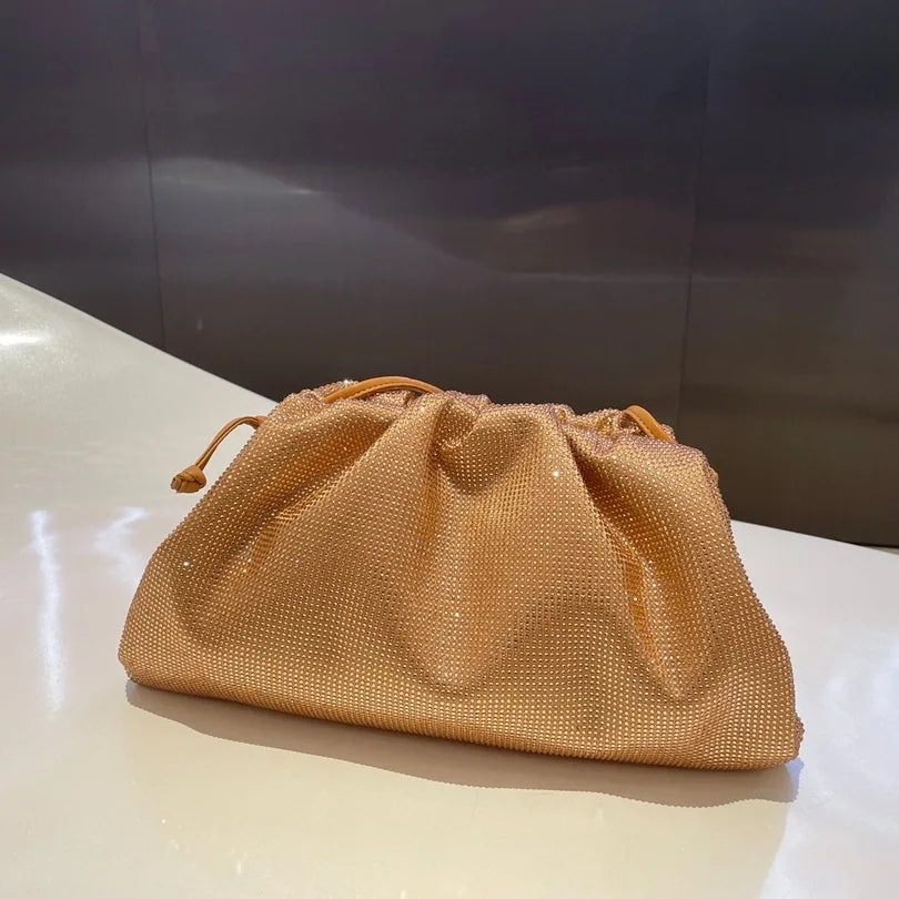 Luxury Designer Glitter Rhinestone Diamond Cloud Bag Evening Bag Wedding Party Clutch Purse Women Handbag Shoulder Messenger Bag