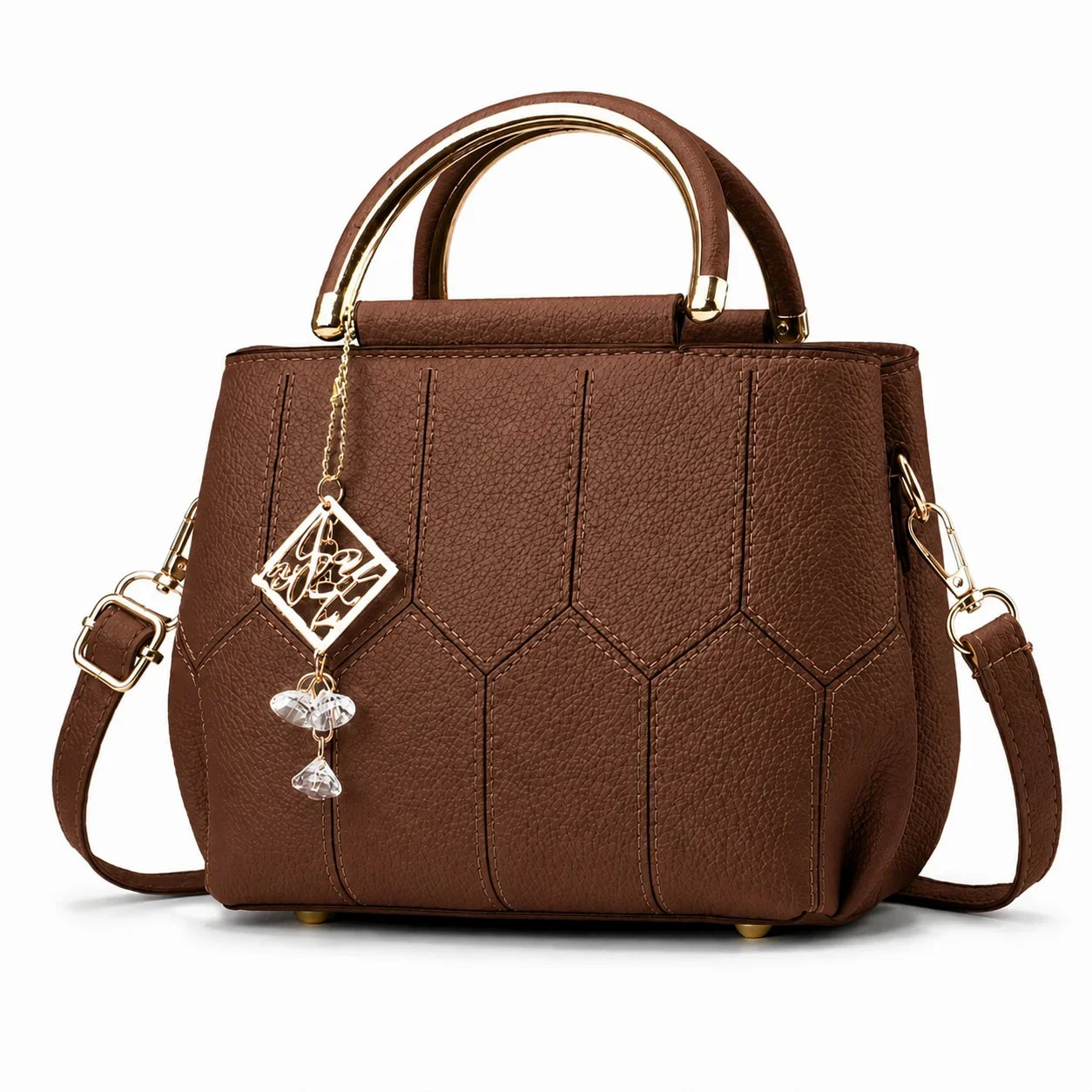 Women's High Capacity PU Tote Bag, Vintage Style Crossbody Shoulder Bag, 2 Way Carry Handbag for Work and Travel