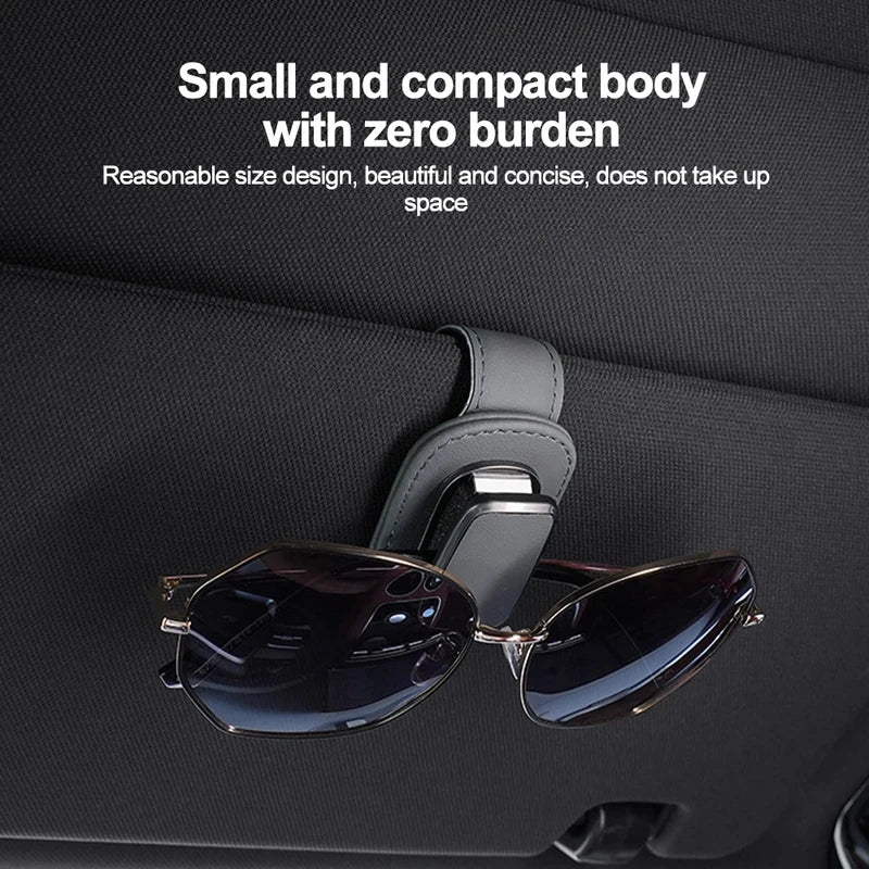 Universal Magnetic Car Sunglasses Holder Leather Eyeglass Hanger Clip Auto Accessories