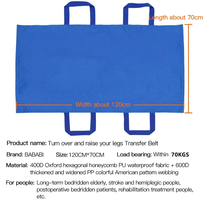 Household Patient Transfer System Soft Stretcher Belt & Repositioning Mat for Bedridden Elderly Nursing Care