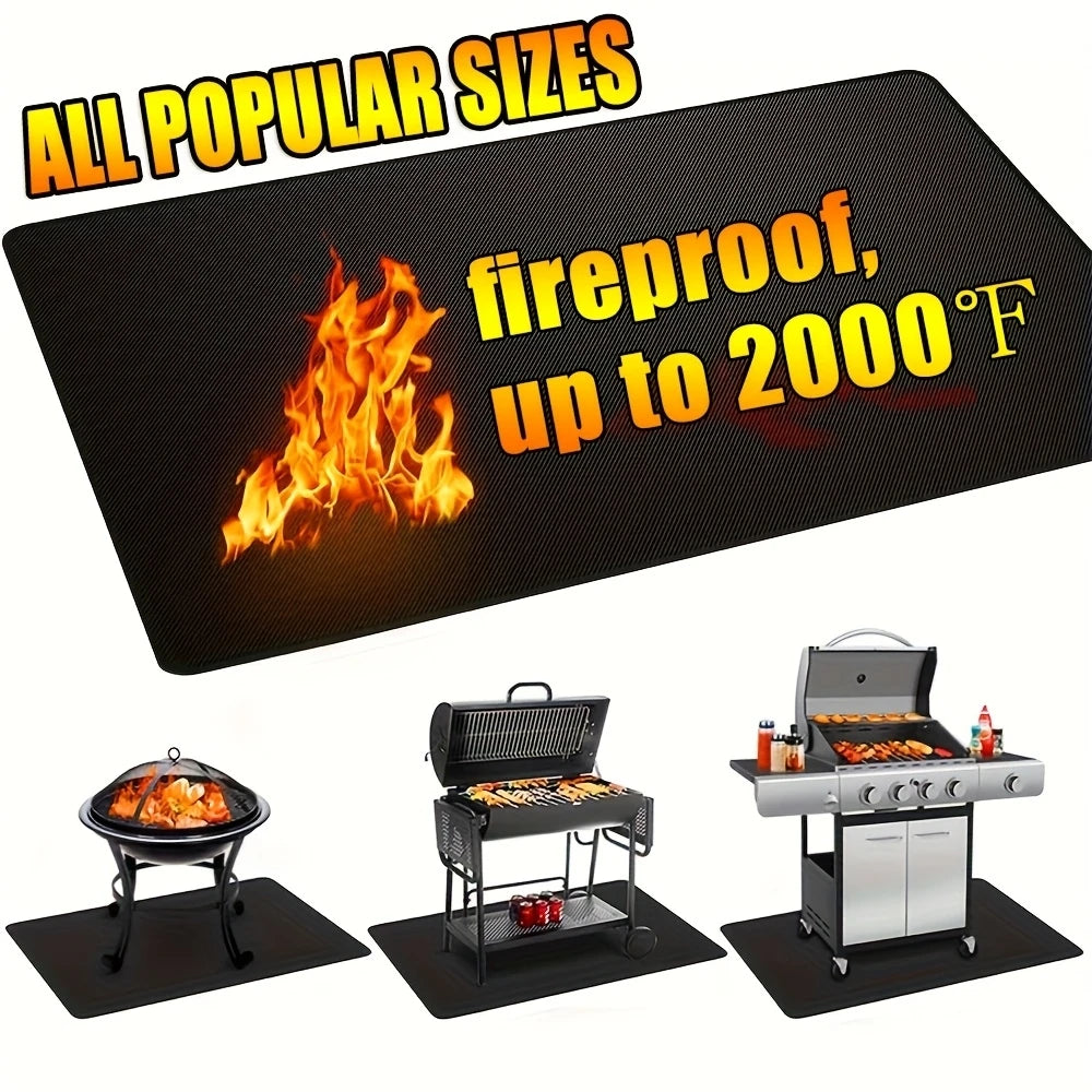 Outdoor BBQ Grill Fireproof Mat - Barbecue Pad for Wooden Floors/Lawns-Reusable Heat Resistant Fire Pit Mat, Flame Retardant Pad