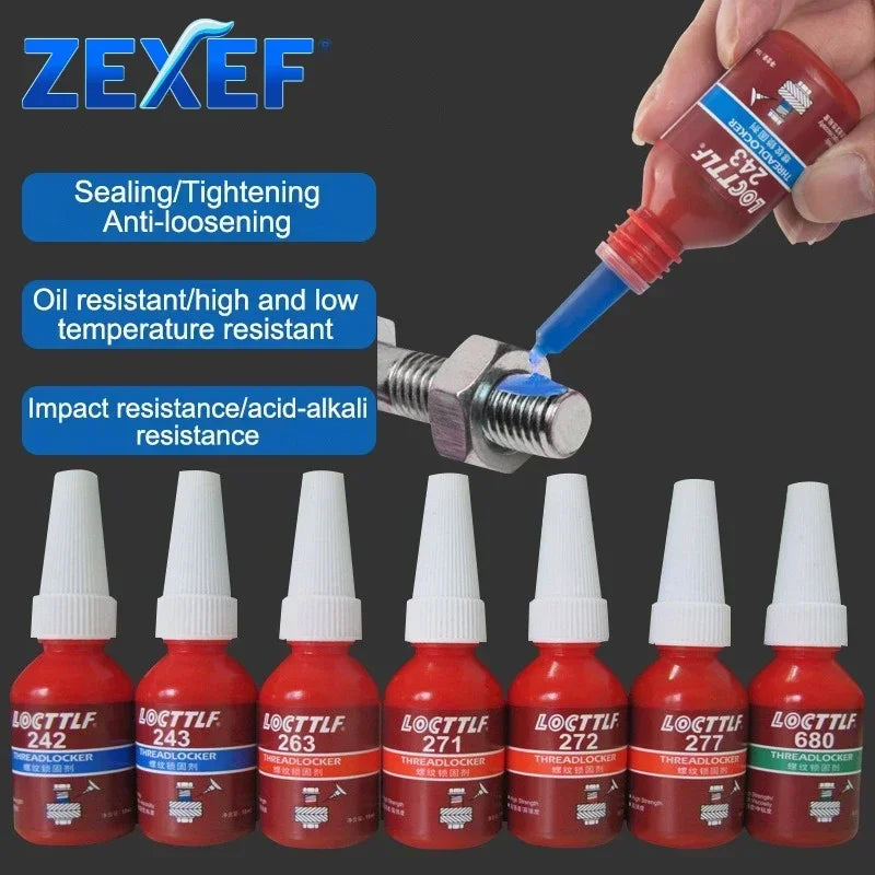 Strong Glue 222/242/243/262263 Medium Strength Gap Sealants Heavy Duty Thread-locker Screw Glue Anaerobic Adhesive Sealing 10ml