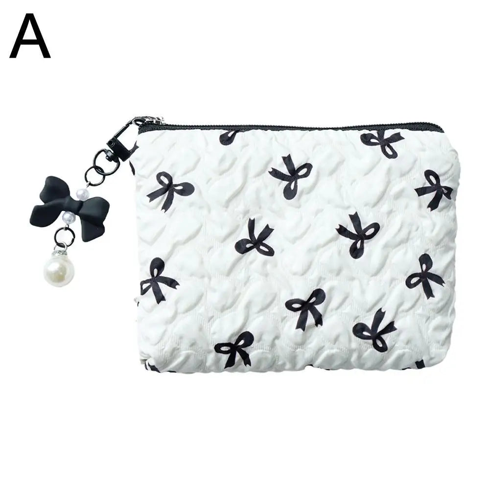 1pc Color Bow Canvas Large Capacity Lipstick Air Cushion Storage Bags Women's Makeup Bag Commuter Handbag Travel Toiletry Bags