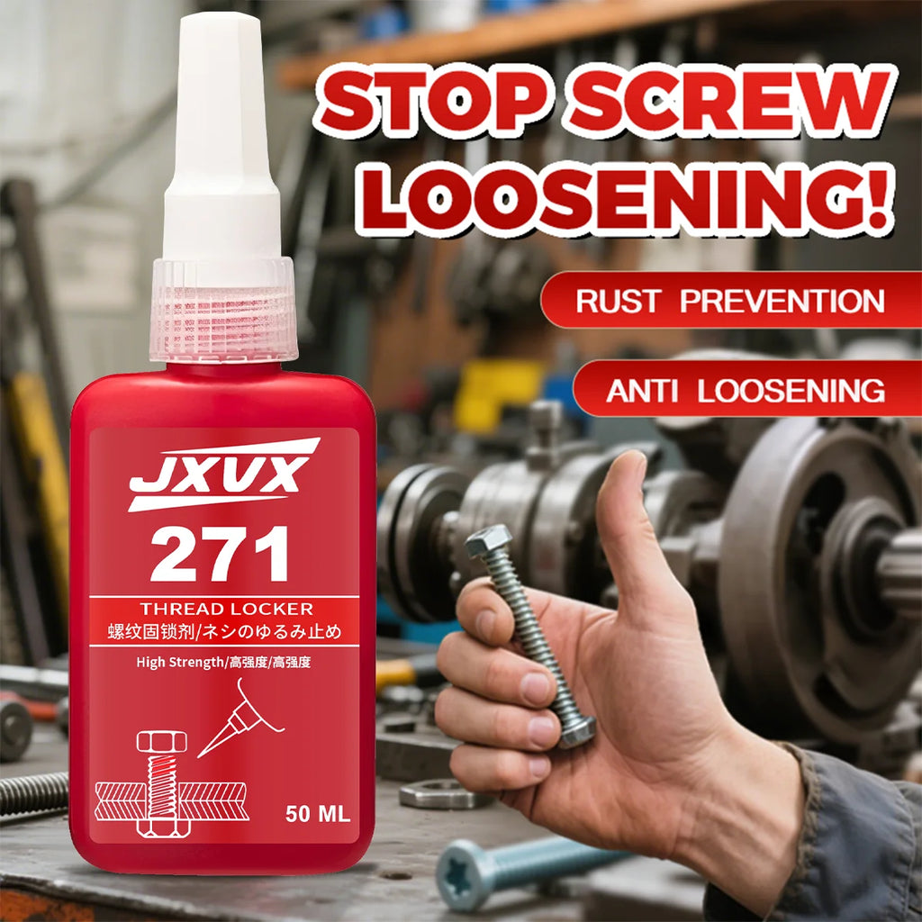 Threadlocker 271 Red Anaerobic Adhesive Threadlocking Compound (Equivalent to Loctitl) Vibration-Resistant Anti-Loosening Sealant High-Strength, High-Temperature Resistant