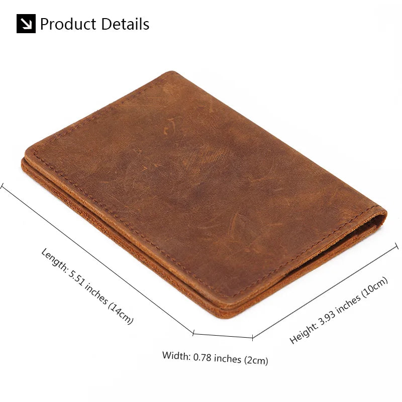 Unisex Genuine Leather Passport Holder Women Vintage Cow Leather Passport Cover For Men Credit Card Case Travel Wallet
