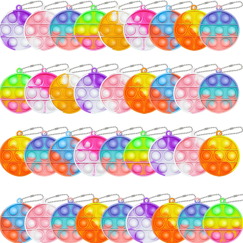 Mini Pop Keychain Fidget Toys Push Pop Bulk Keychain Party Favors For Kids Pop Bubble Toys Pack Boys Girls Adults