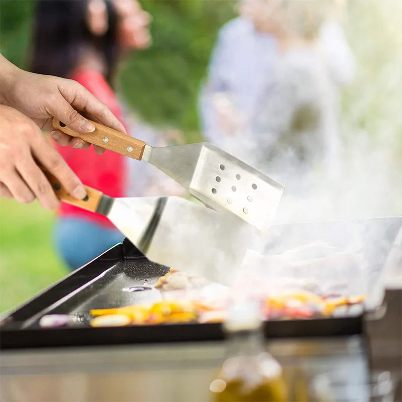 Outdoor Griddle Spatula Stainless Steel Grill Spatula Scraper Flat Spatula Pancake Flipper Hamburger Turner For Grilling JT596