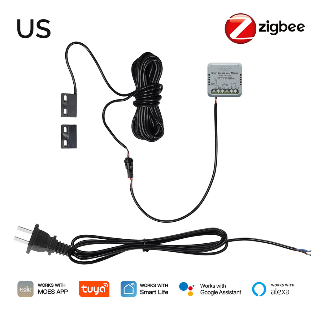 MOES Zigbee Garage Door Controller Module, Works with Tuya/Smart Life, Alexa & Google Home Voice Control, Smart App Remote