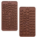 2 pcs Number Chocolate Molds and Letter Silicone Molds,kitchen utensils,with Happy Birthday Cake Decorations Symbols,for Chocolate, Candy, ice cubes,cake cookies (Brown)
