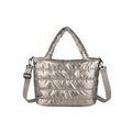 Puffer Quilted Tote Crossbody Bag Adjustable Wide Shoulder Strap Large Capacity Satin Down Handbag for Women Daily Use Commute