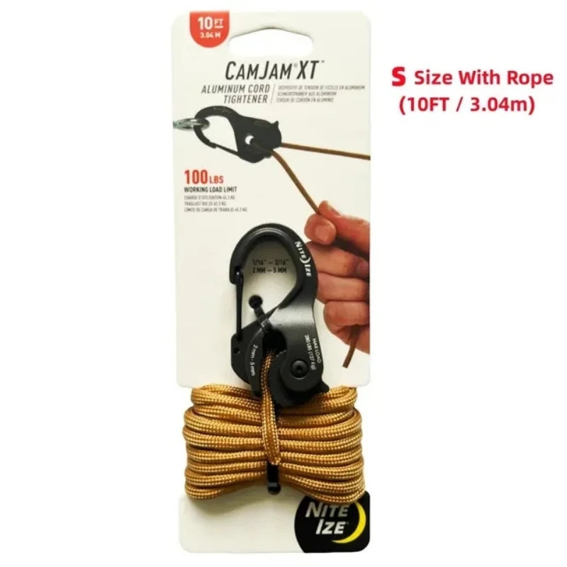 Rope Tightener Cast Aluminum Hanging Rope Hook Without Knotting Self-Locking Binding Fixed Cam Mechanism Trumpet Outdoor Tools