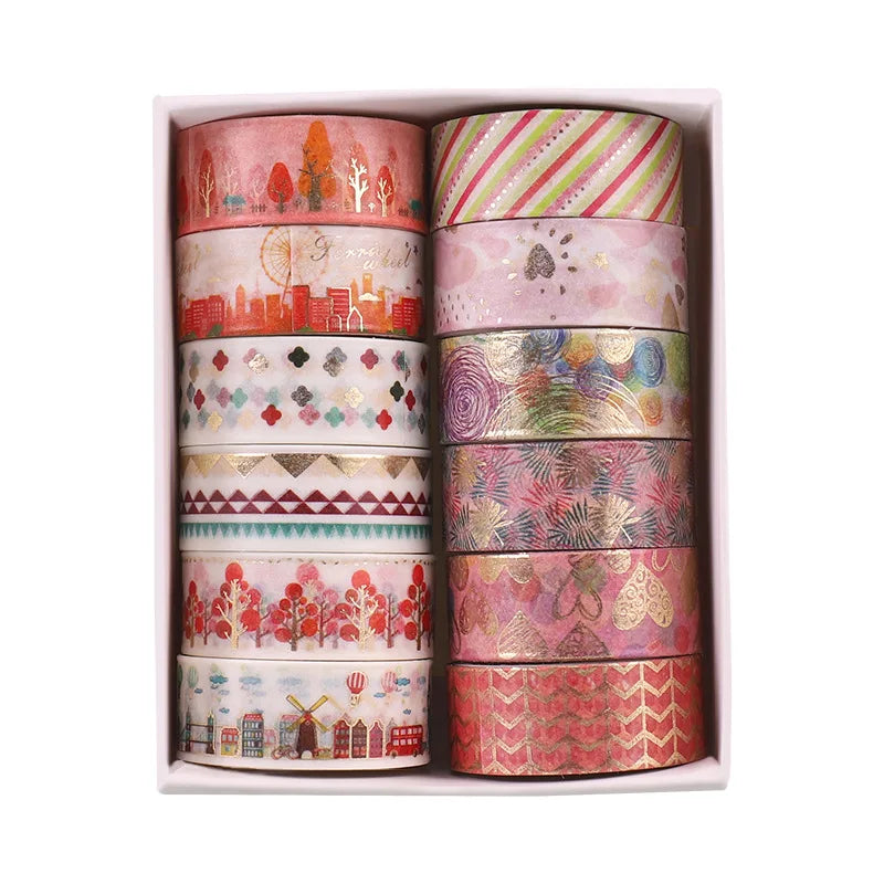 12Pcs/Set Japanese Style Washi Tapes Masking Tape Washi Stickers Scrapbooking Adhesive DIY Decorative Stationery School Supplies