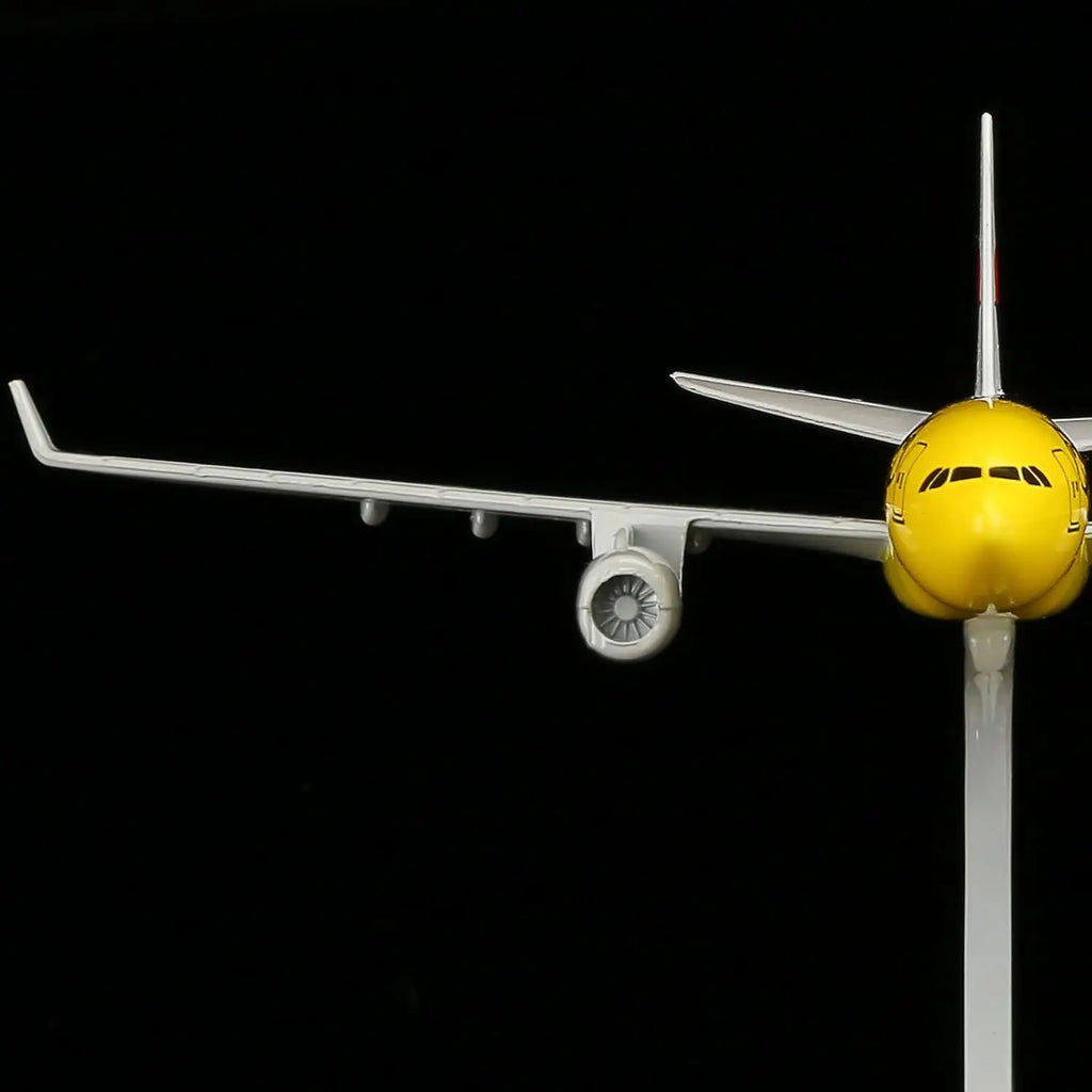 1/400 Scale Malaysia Yellow Tiger A330 16cm Alloy Airplane Model Toy Kit with Stand for Collections and Displays or Boys Gift