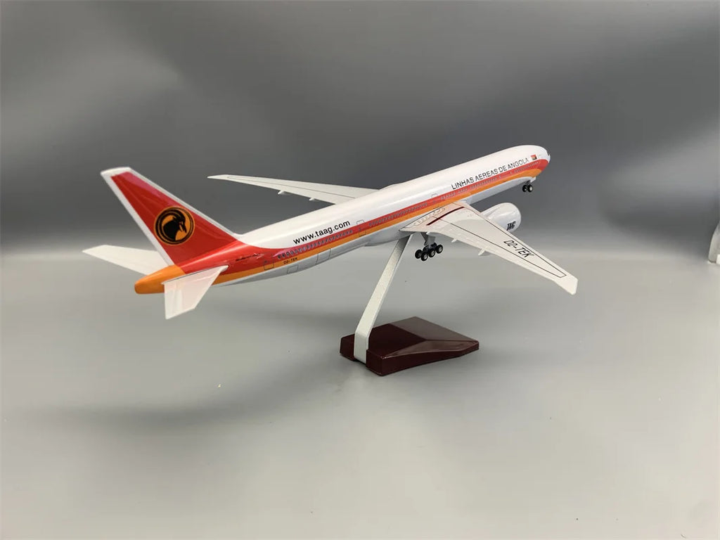 47CM scale plane B777 Angola Airlines Resin miniature airplane toy W Light Landing Gear Souvenir Plane Toy
