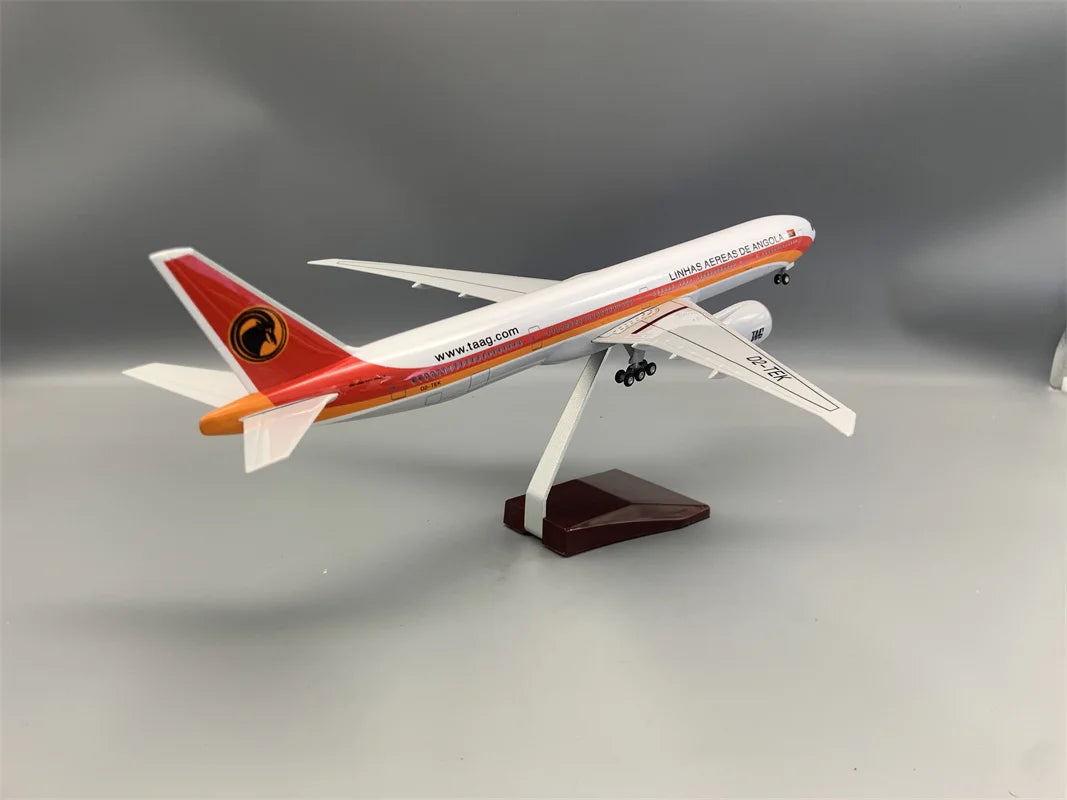 47CM scale plane B777 Angola Airlines Resin miniature airplane toy W Light Landing Gear Souvenir Plane Toy