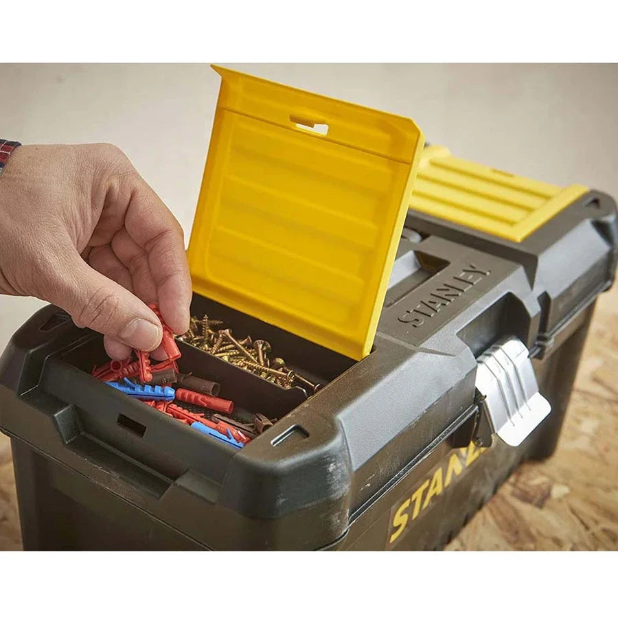 Stanley STST1-75515 Toolbox "Essential" with Metal Latches Portable Plastic Essential Toolbox with Removable Tray