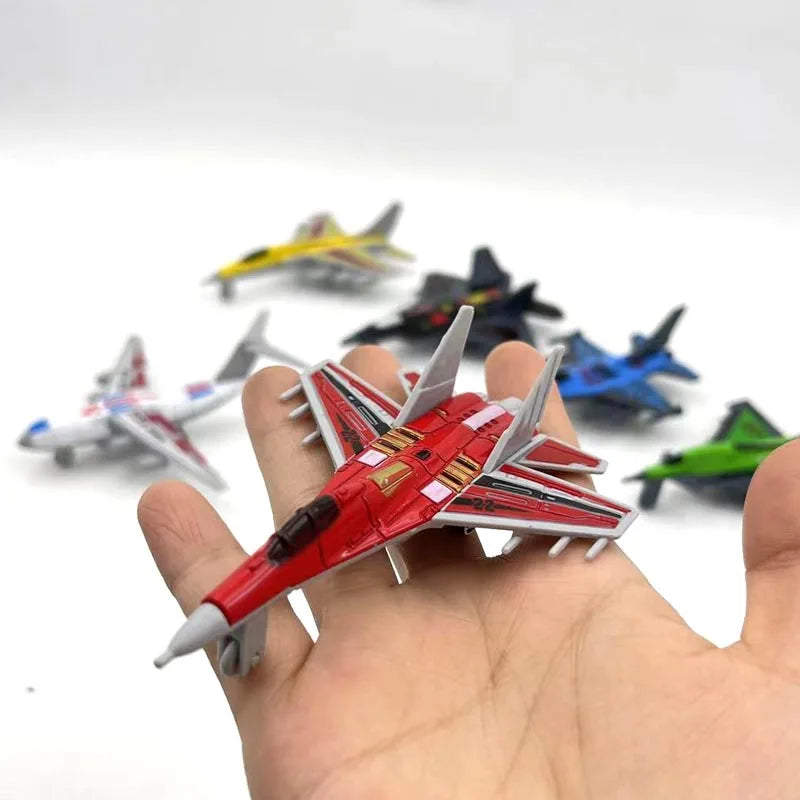10CM Fighter Model 6Pcs Aircrafts Set MINI Alloy+PVC Military Airplane Toys Collection Warplane Decorations For Kids Boys Gift
