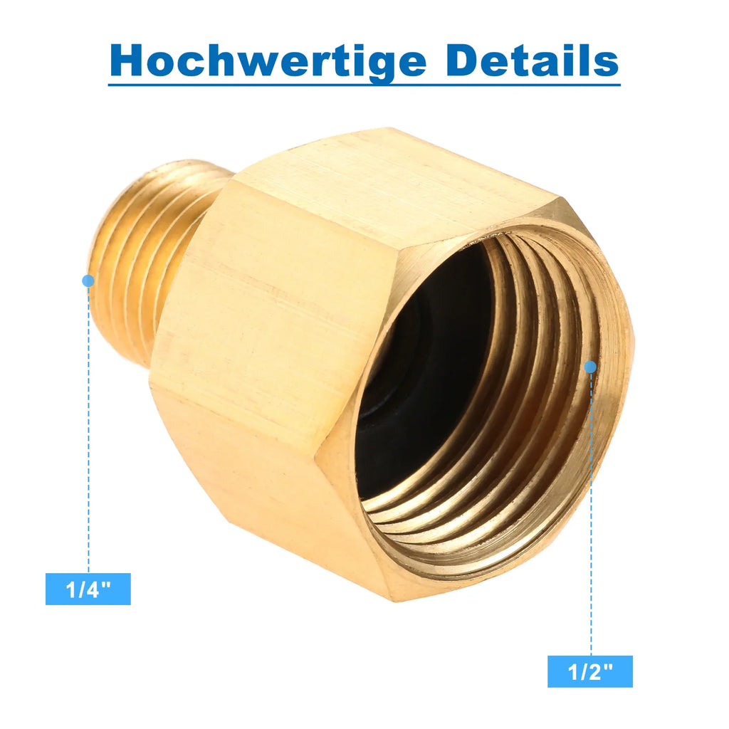 Gas Hose 150cm Pressure Reducer 50mbar Regulator Set with Transition 1/2" R X 1/4" Lks Adapter for LPG BBQ Gas Grill Gas Cooker