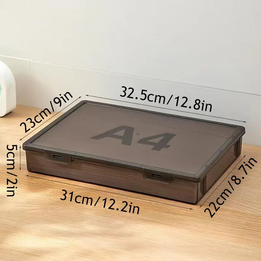 High Advanced Black Transparent File Organizer Box A4 Document Storage Box With Buckle Dustproof Desk Stationery Office Supplies