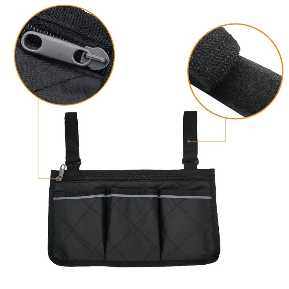 Multi-pocket Wheelchair Hanging Bag Large Capacity Multifunctional Arm Rest Pouch Waterproof Stroller Hanging Bag Stroller