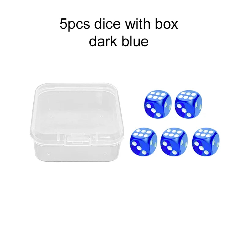 5pcs Six Sided Dice 14mm with Storage Box Transparent Color Acrylic Entertainment Board Game Accessories Gambling Props TMZ