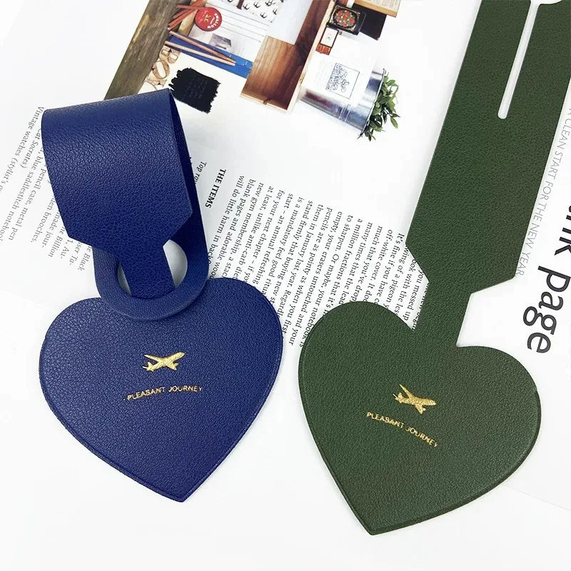 PU Heart Travel Luggage Tags Leather Solid Luggage Tags Luggage Boarding Tags Travel Accessories Packing Bags