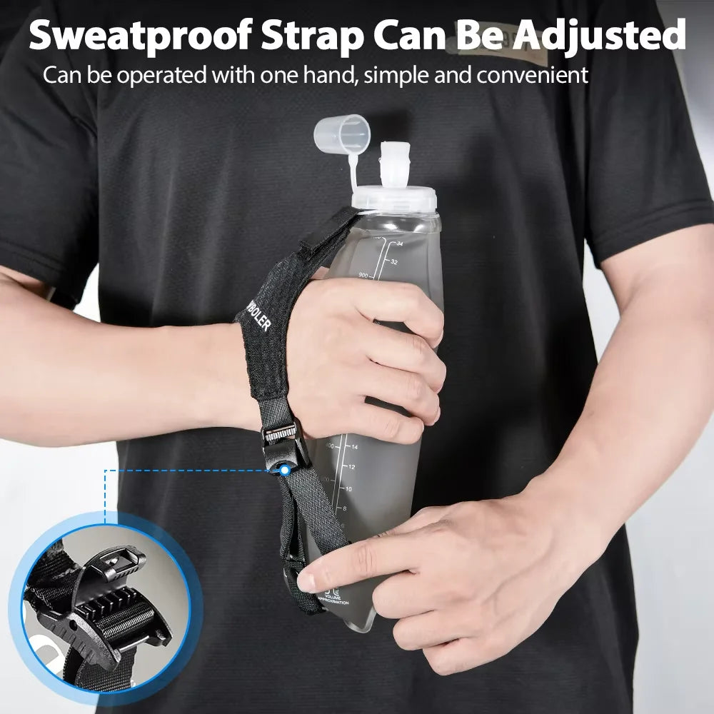 NEWBOLER 800/1000ml TPU Soft Water Bottle Ultra Lightweight Foldable Wristband Fixed Anti Slip Outdoor Running Soft Water Bottle