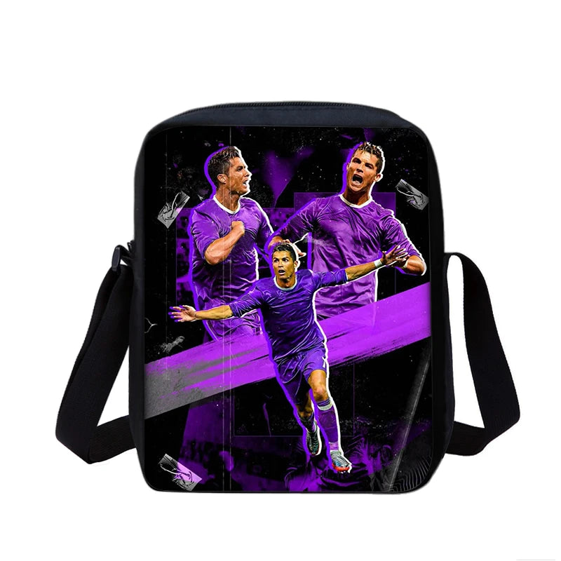 CR Boys Girls School Bags Phone Bag Football Star Shopping Bag Best Gift Printed Ronaldo Shoulder Messenger Bag Handbag