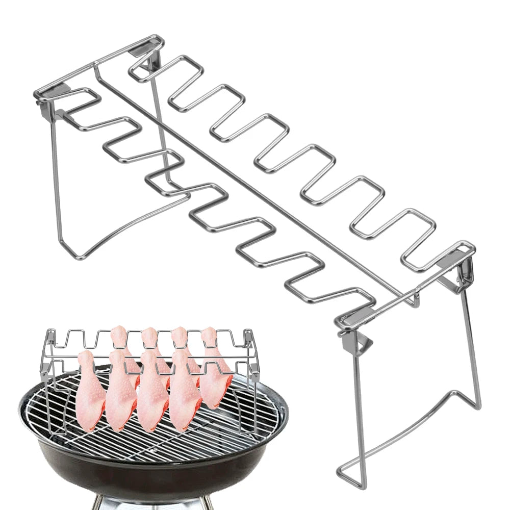 Non-Stick Stainless Steel Grilling BBQ Roast Rack Roast Chicken Leg Rack