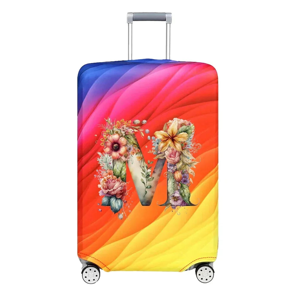 Luggage Cover Stretch Fabric Suitcase Protector Baggage Case for18-32 Inch Suitcase Case Floral Letter Series Travel Organizer