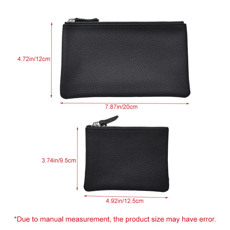 All Genuine Cow Leather Fashion Women Small Wallet For Ladies Zipper Card Purse Key Storage Bag High Quality Short Wallet Female