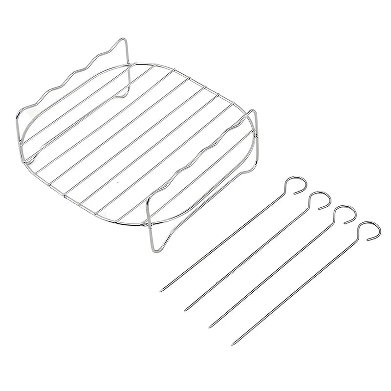 Air Electric Fryer Accessories Stainless Steel Double Layer Grill Rack With 4 Roast Meat Picks Steam Rack Air Fryer Rack